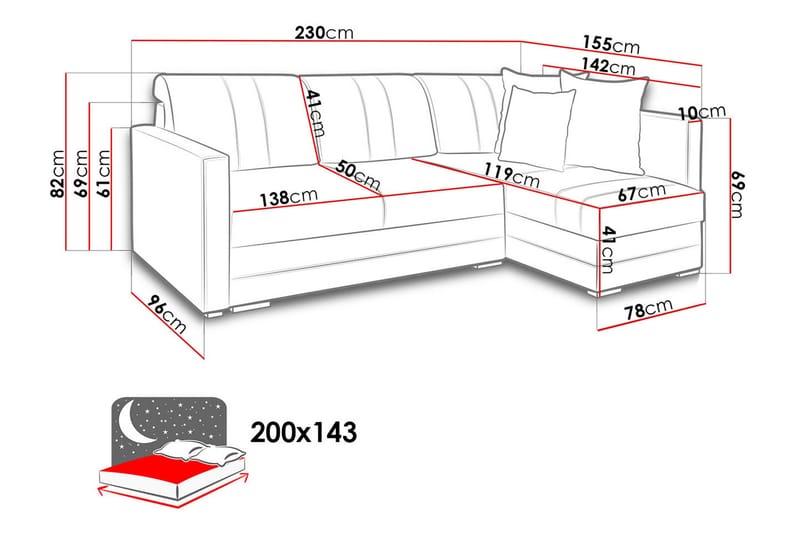 Ericka 4-sits Bäddsoffa - Grå - Möbler - Soffa - Bäddsoffa