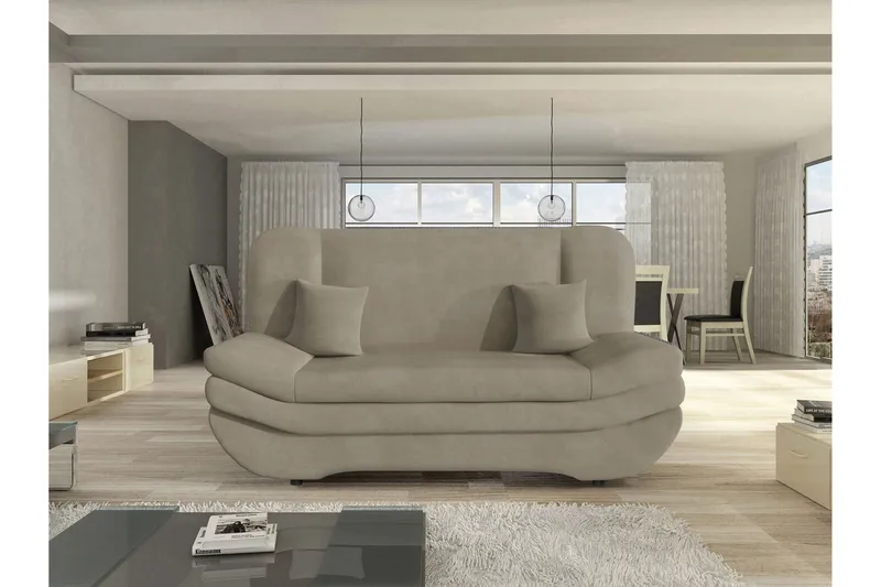 Figurelle 2-sits Fällbar Bäddsoffa 130x190 cm med Förvaring i Tyg, Beige