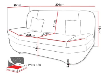Figurelle 3-sits Bäddsoffa - grå - Möbler - Soffa - Bäddsoffa