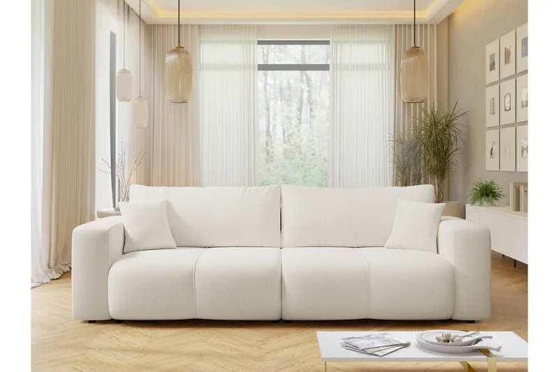 Flo 3-sits Bäddsoffa med Förvaring i Tyg - Vit - Möbler - Soffa - Bäddsoffa