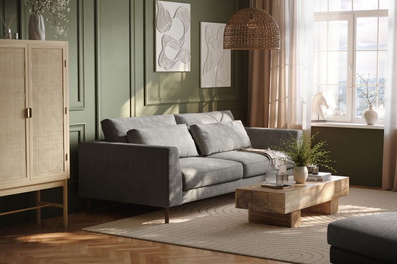 Florenz 3-sits Soffa i Chenille - Ljusgrå - Möbler - Soffa - 3 sits soffa