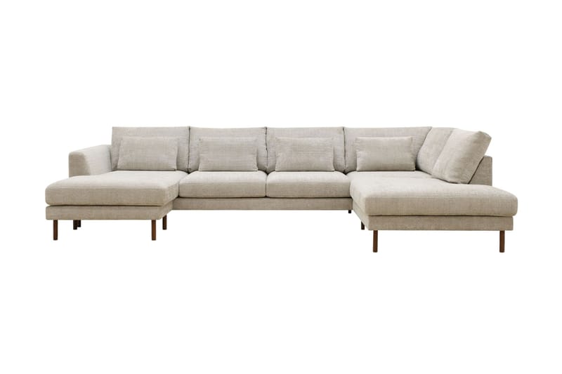 Florenz 4-sits Högervänd U-formad Soffa med Divan och Schäslong i Chenille - Grå / Beige - Möbler - Soffa - U-soffa