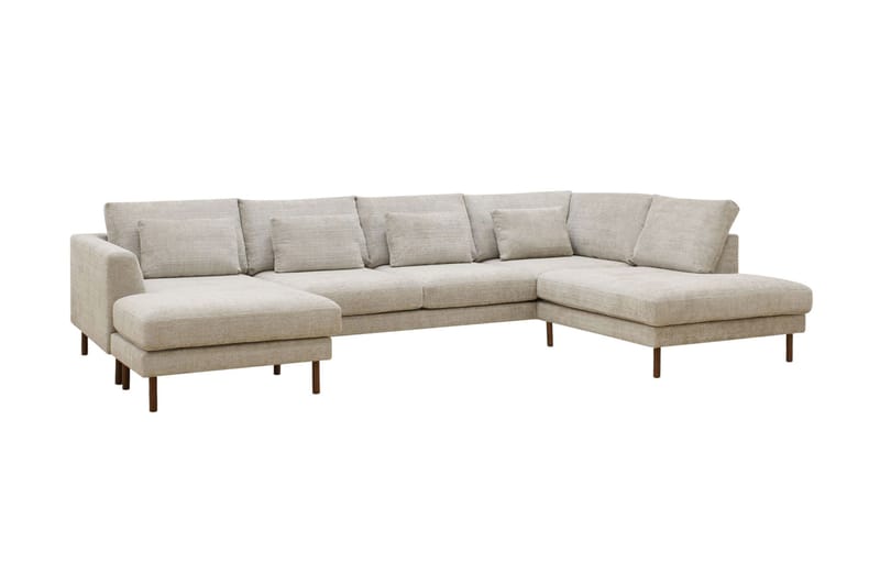 Florenz 4-sits Högervänd U-formad Soffa med Divan och Schäslong i Chenille - Grå / Beige - Möbler - Soffa - U-soffa