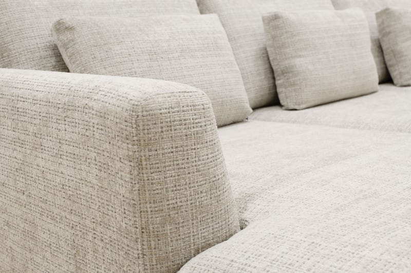 Florenz 4-sits Högervänd U-formad Soffa med Divan och Schäslong i Chenille - Grå / Beige - Möbler - Soffa - U-soffa