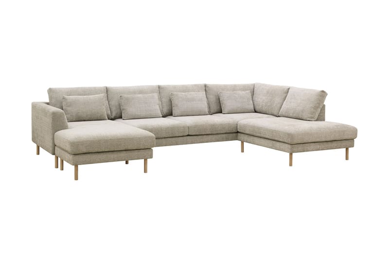 Florenz 4-sits Högervänd U-formad Soffa med Divan och Schäslong i Chenille - Grå / Beige - Möbler - Soffa - U-soffa