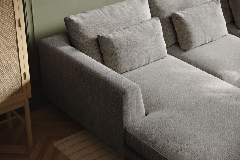 Florenz 4-sits Högervänd U-formad Soffa med Divan och Schäslong i Chenille - Ljusgrå - Möbler - Soffa - U-soffa