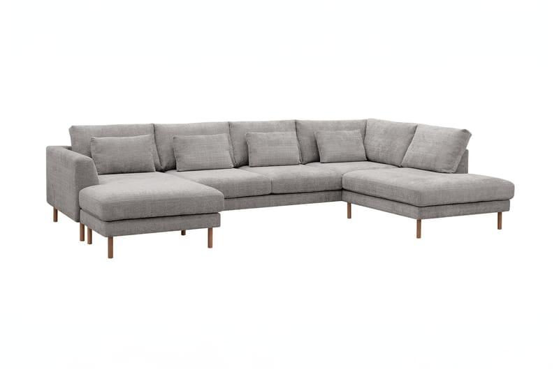 Florenz 4-sits Högervänd U-formad Soffa med Divan och Schäslong i Chenille - Ljusgrå - Möbler - Soffa - U-soffa
