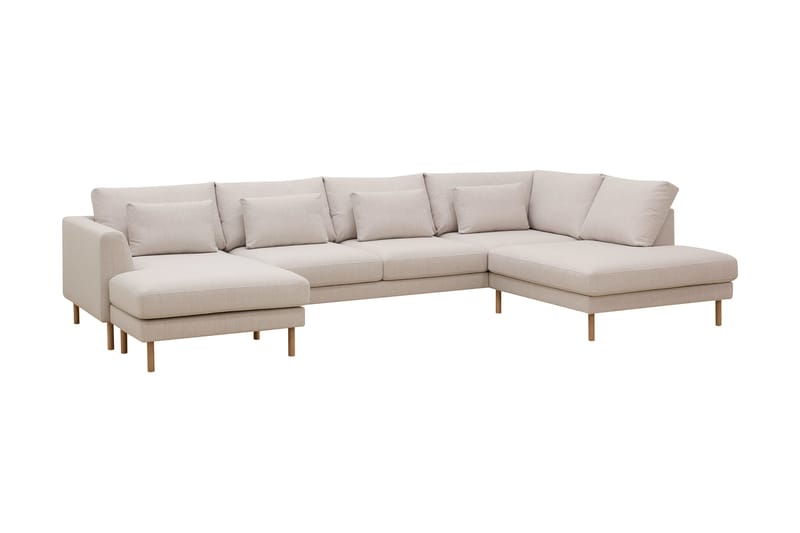 Florenz 4-sits Högervänd U-formad Soffa med Divan och Schäslong i Tyg - Beige - Möbler - Soffa - U-soffa