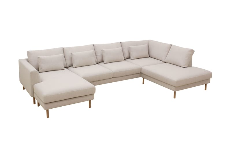 Florenz 4-sits Högervänd U-formad Soffa med Divan och Schäslong i Tyg - Beige - Möbler - Soffa - U-soffa