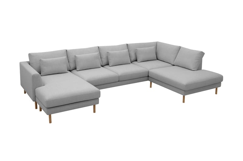 Florenz 4-sits Högervänd U-formad Soffa med Divan och Schäslong i Tyg - Ljusgrå - Möbler - Soffa - U-soffa