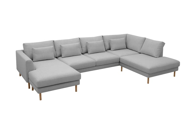 Florenz 4-sits Högervänd U-formad Soffa med Divan och Schäslong i Tyg - Ljusgrå - Möbler - Soffa - U-soffa