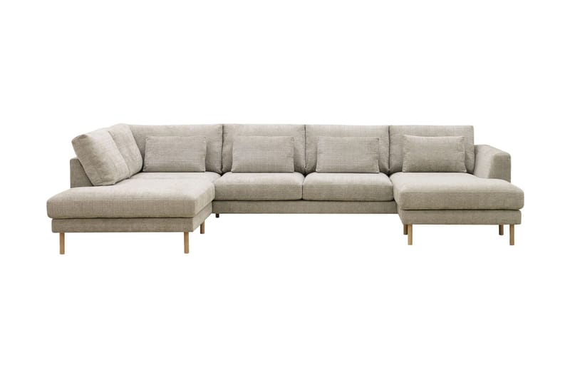 Florenz 4-sits Vänstervänd U-formad Soffa med Divan och Schäslong i Chenille - Grå / Beige - Möbler - Soffa - U-soffa