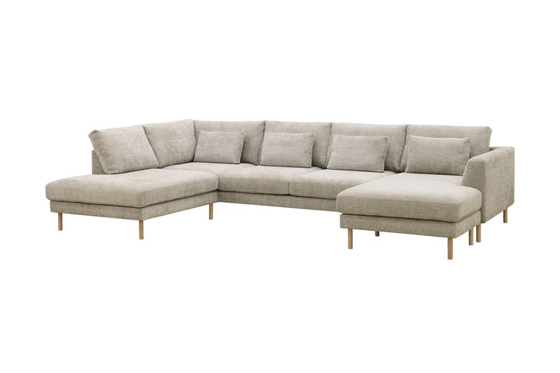 Florenz 4-sits Vänstervänd U-formad Soffa med Divan och Schäslong i Chenille - Grå / Beige - Möbler - Soffa - U-soffa