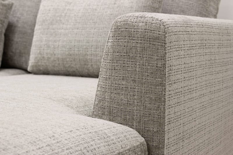 Florenz 4-sits Vänstervänd U-formad Soffa med Divan och Schäslong i Chenille - Grå / Beige - Möbler - Soffa - U-soffa