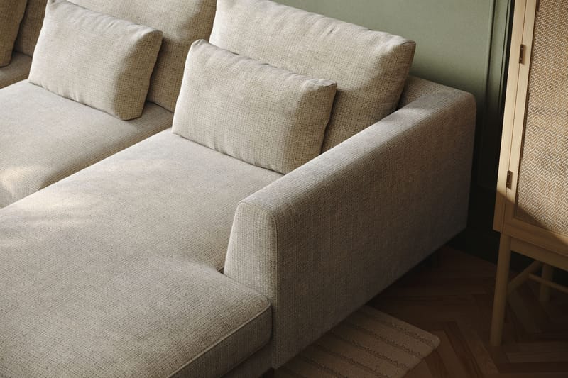 Florenz 4-sits Vänstervänd U-formad Soffa med Divan och Schäslong i Chenille - Grå / Beige - Möbler - Soffa - U-soffa