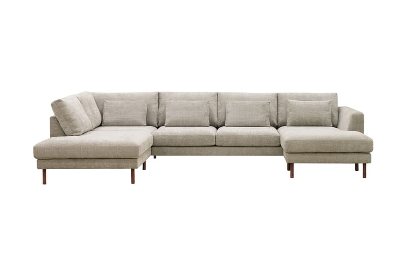 Florenz 4-sits Vänstervänd U-formad Soffa med Divan och Schäslong i Chenille - Grå / Beige - Möbler - Soffa - U-soffa
