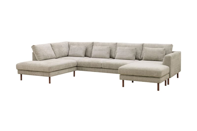 Florenz 4-sits Vänstervänd U-formad Soffa med Divan och Schäslong i Chenille - Grå / Beige - Möbler - Soffa - U-soffa