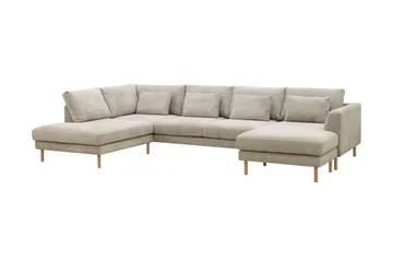 Florenz 4-sits Vänstervänd U-formad Soffa med Divan och Schäslong i Chenille - Grå/Beige - Möbler - Soffa - U-soffa