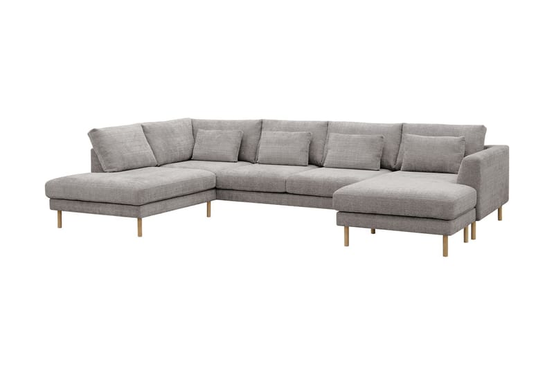 Florenz 4-sits Vänstervänd U-formad Soffa med Divan och Schäslong i Chenille - Ljusgrå - Möbler - Soffa - U-soffa