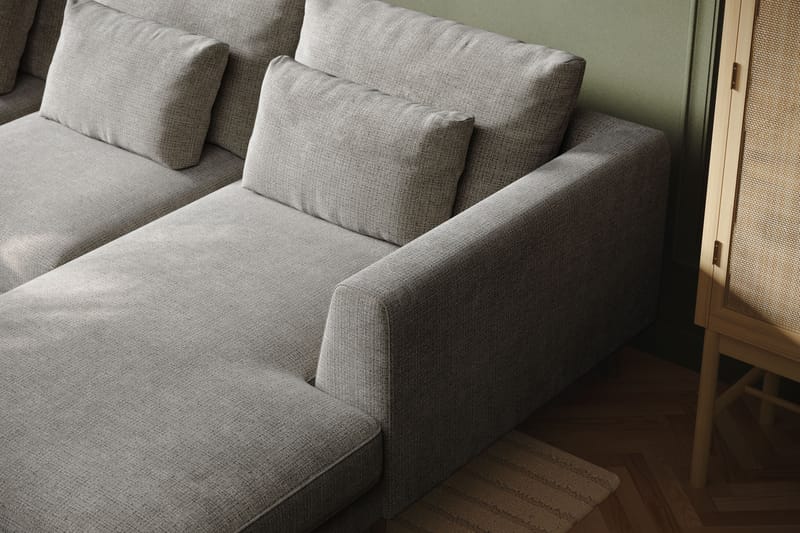 Florenz 4-sits Vänstervänd U-formad Soffa med Divan och Schäslong i Chenille - Ljusgrå - Möbler - Soffa - U-soffa