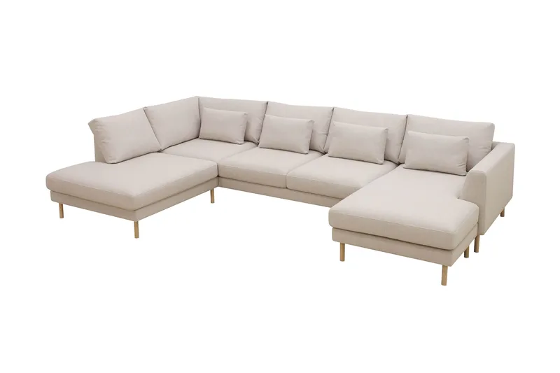 Florenz 4-sits Vänstervänd U-formad Soffa med Divan och Schäslong i Tyg - Beige - Möbler - Soffa - U-soffa
