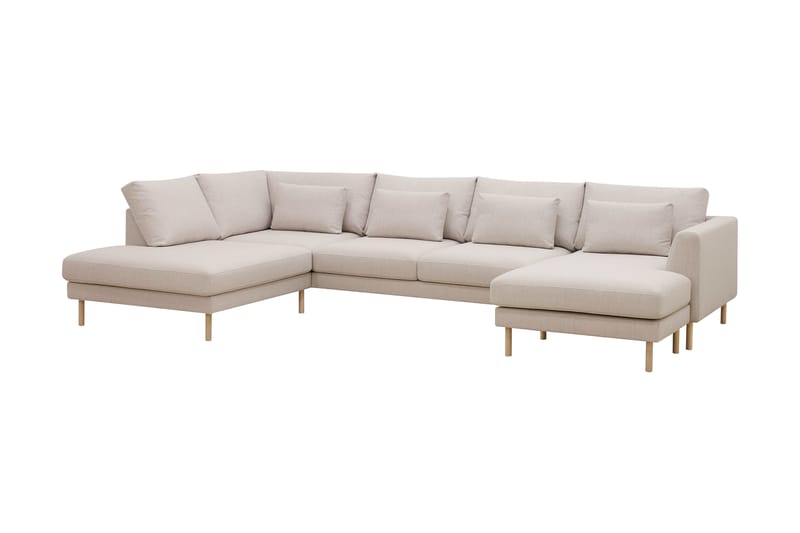 Florenz 4-sits Vänstervänd U-formad Soffa med Divan och Schäslong i Tyg - Beige - Möbler - Soffa - U-soffa