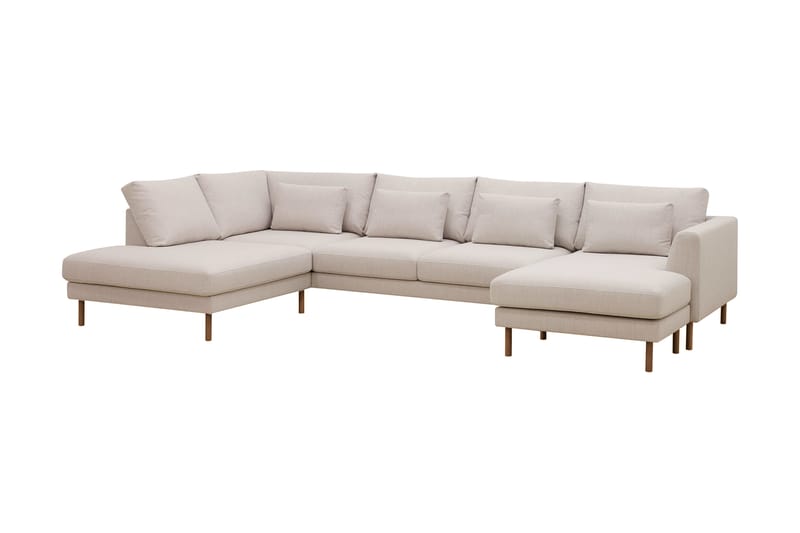 Florenz 4-sits Vänstervänd U-formad Soffa med Divan och Schäslong i Tyg - Beige - Möbler - Soffa - U-soffa