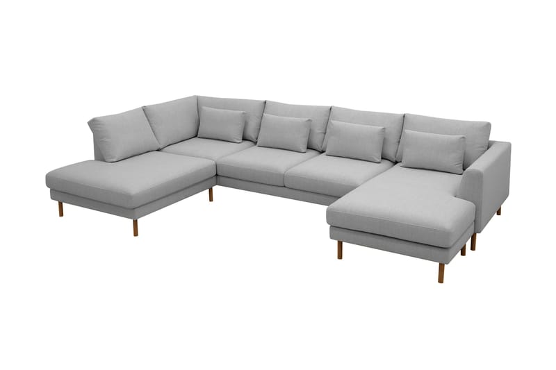 Florenz 4-sits Vänstervänd U-formad Soffa med Divan och Schäslong i Tyg - Ljusgrå - Möbler - Soffa - U-soffa