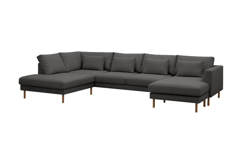 Florenz 4-sits Vänstervänd U-formad Soffa med Divan och Schäslong i Tyg - Mörkgrå - Möbler - Soffa - U-soffa