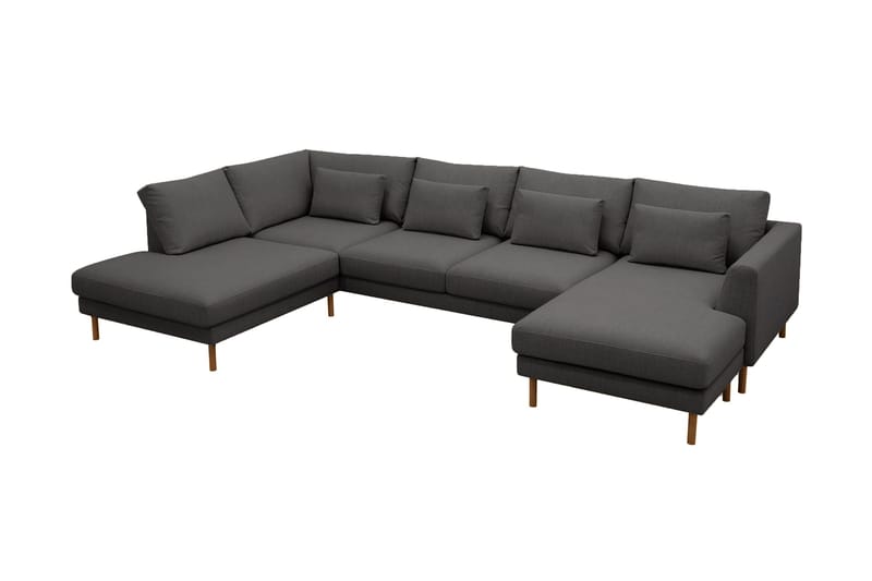 Florenz 4-sits Vänstervänd U-formad Soffa med Divan och Schäslong i Tyg - Mörkgrå - Möbler - Soffa - U-soffa