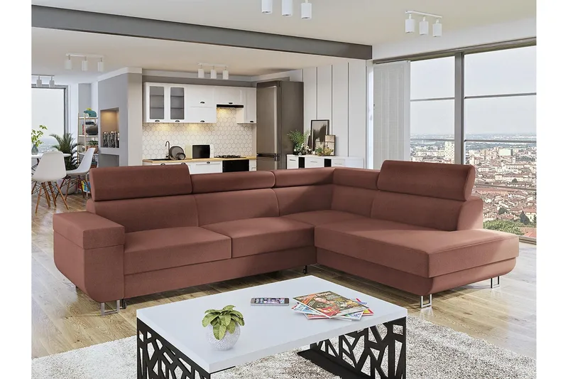 Fonti Soffa med Schäslong 3-sits - Brun - Möbler - Soffa - Divansoffor & schäslongsoffa