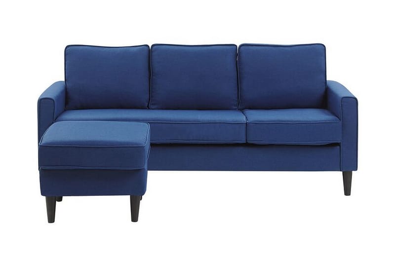 Fuimaono Soffa med Fotpall - Blå - 3 sits soffa