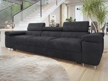 Gabina 3-sits Bäddsoffa med Justerbara Nackstöd i Tyg - Svart - Möbler - Soffa - Bäddsoffa
