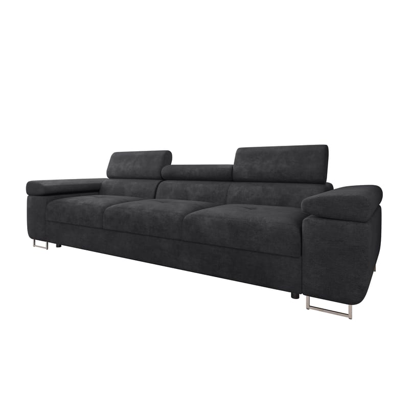 Gabina 3-sits Soffa med Justerbara Nackstöd i Tyg, Svart