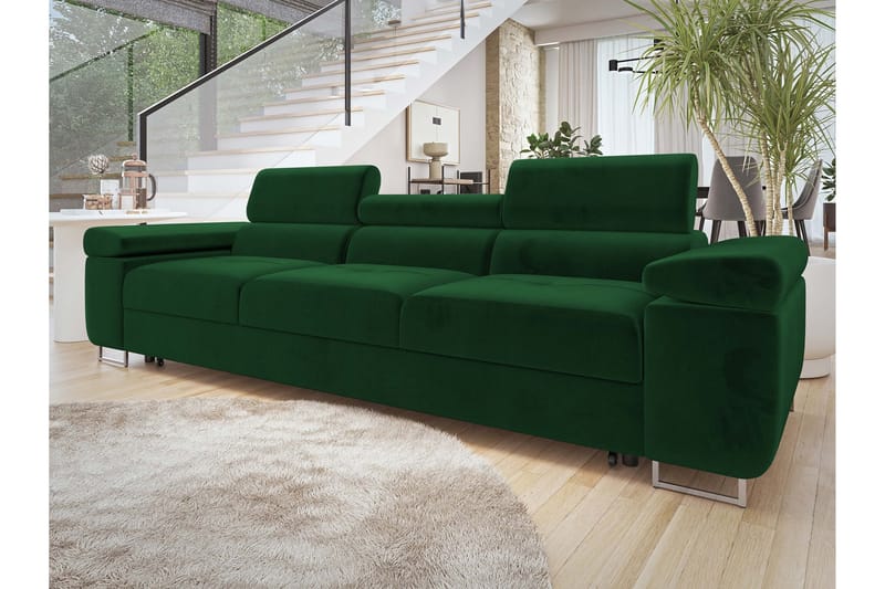 Gabina Bäddsoffa 3-sits i Plysch - Grön - Möbler - Soffa - Bäddsoffa