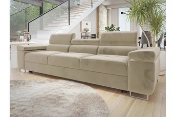Gabina Bäddsoffa 3-sits i Plysch - Beige - Möbler - Soffa - Bäddsoffa