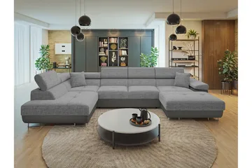 Gabina Soffa med Divan och Schäslong 4-sits - Beige/Grå - Möbler - Soffa - Skinnsoffor