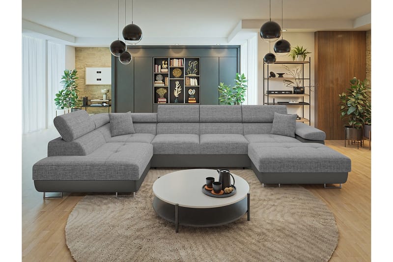 Gabina Soffa med Divan och Schäslong 4-sits - Beige/Grå - Möbler - Soffa - Skinnsoffor