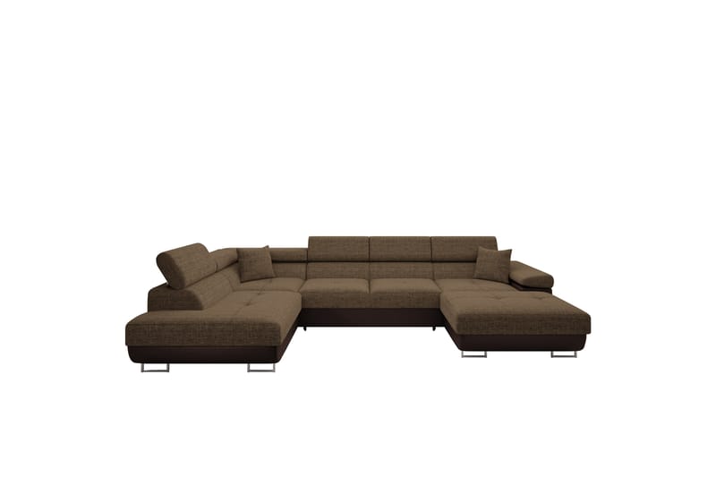 Gabina Soffa med Divan och Schäslong 4-sits - Brun - Möbler - Soffa - Skinnsoffor