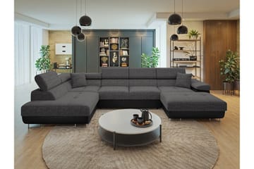Gabina Soffa med Divan och Schäslong 4-sits - Svart/Grå - Möbler - Soffa - Skinnsoffor