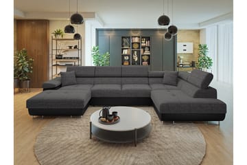 Gabina Soffa med Divan och Schäslong 4-sits - Svart/Grå - Möbler - Soffa - Skinnsoffor