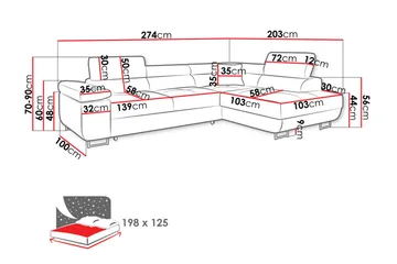 Gabina Soffa med Schäslong 3-sits - Gul - Möbler - Soffa - Bäddsoffa