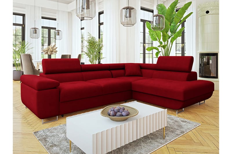 Gabina Soffa med Schäslong 3-sits - Röd - Möbler - Soffa - Bäddsoffa