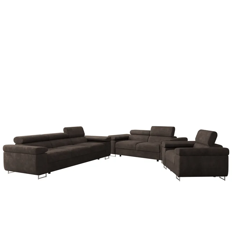 Gabina Soffgrupp - 3-sits + 2-sits + fåtölj, brun