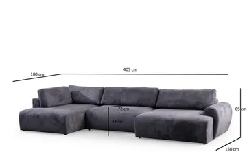 Gaudir 4-sits Soffa med Divan - Antracit - Möbler - Soffa - Divansoffor & schäslongsoffa