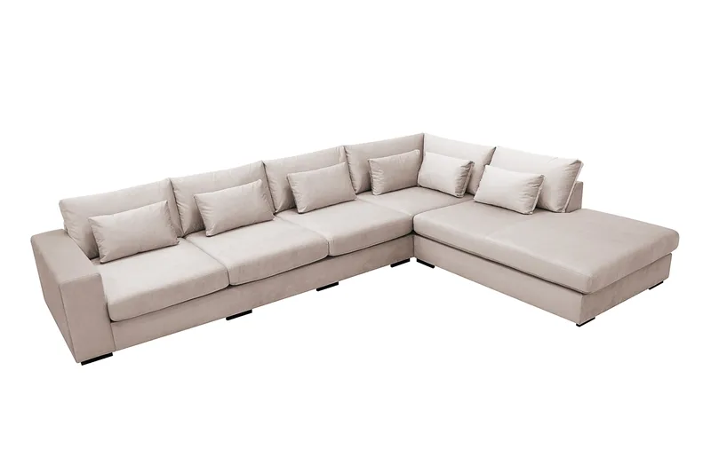Grande 5-sits Soffa med Schäslong Höger - Beige Sammet - Möbler - Soffa - Divansoffor & schäslongsoffa