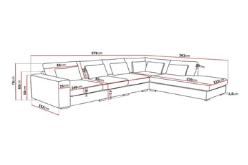 Grande 5-sits Soffa med Schäslong Höger - Beige Sammet - Möbler - Soffa - Divansoffor & schäslongsoffa