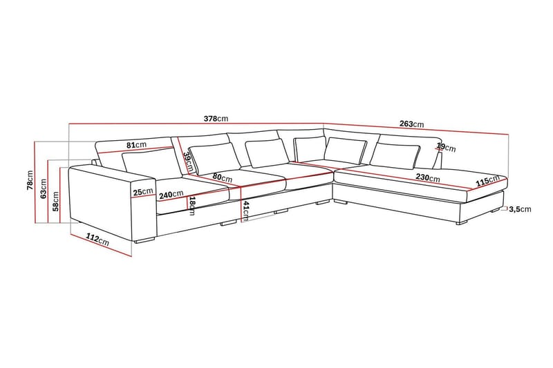 Grande 5-sits Soffa med Schäslong Höger - Beige Sammet - Möbler - Soffa - Divansoffor & schäslongsoffa