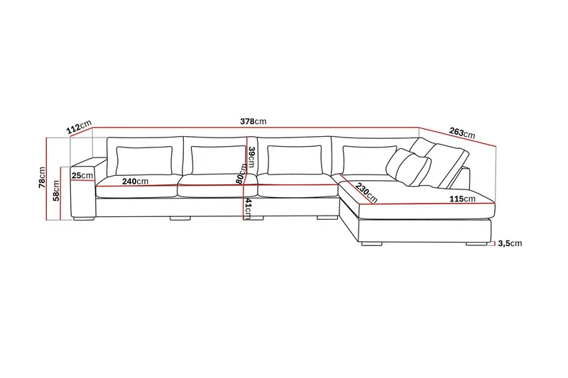 Grande 5-sits Soffa med Schäslong Höger - Beige Sammet - Möbler - Soffa - Divansoffor & schäslongsoffa