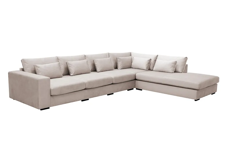 Grande 5-sits Soffa med Schäslong Höger - Beige Sammet - Möbler - Soffa - Divansoffor & schäslongsoffa